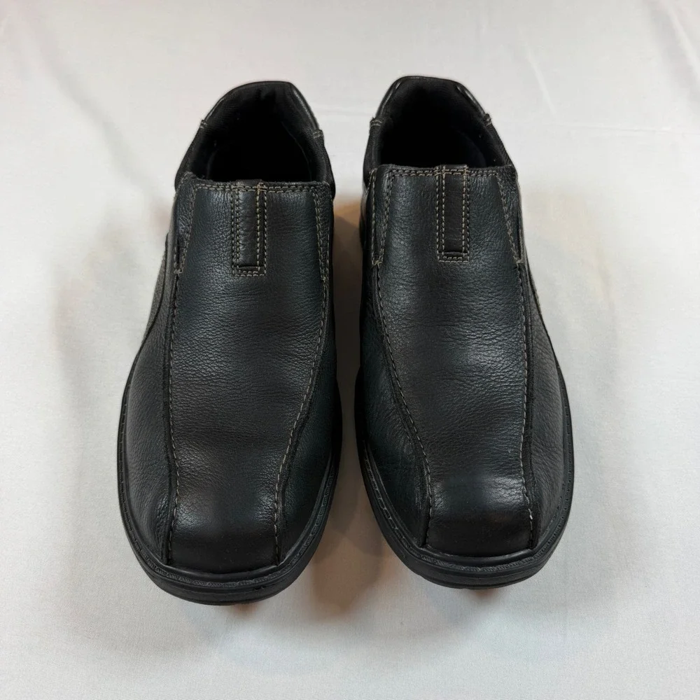 Clarks Sherwin Time Mens Black Leather Slip On Loafer Square Toe 26103264 Sz 11M